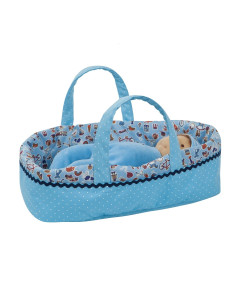 Ciao Bimba Baby Doll Crib  (Moses, Cradle, Bed, Carry Cot) In Blue, 30cm