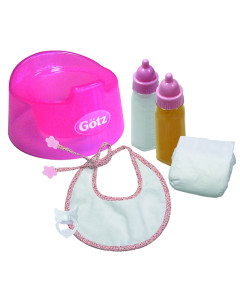 Gotz 7-Piece Basic Care Set, Potty, Bottles, Nappies 30-33cm, 42-46cm, S, M