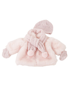 Gotz Pink Fur Coat & Glitter Argyll Bobble Hat, Scarf and Mittens 42cm, 45-50cm M, XL