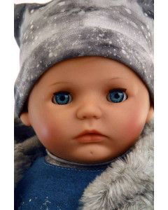Schildkrot Peterle Sleepy Eye, Penguin Clothes, Large Baby Boy Doll 52cm