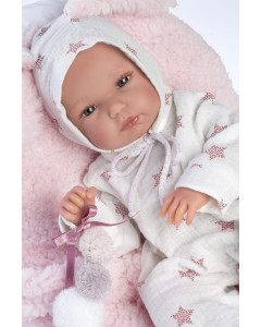 Llorens Full Vinyl Newborn Baby Girl Doll Bunny Anatomically Correct, 35cm 