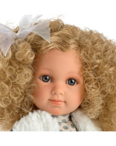Llorens Elena Blonde Curly Hair Toddler Doll in Green Spot 35cm