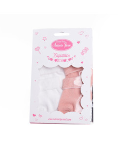 Doll socks in pink and white fit dolls 40 - 52cm, M, L