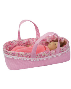 Ciao Bimba Baby Doll Crib  (Moses, Cradle, Bed, Carry Cot) in Pink, 30cm