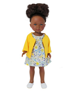 Carlota African Black Doll In Yellow, 28cm