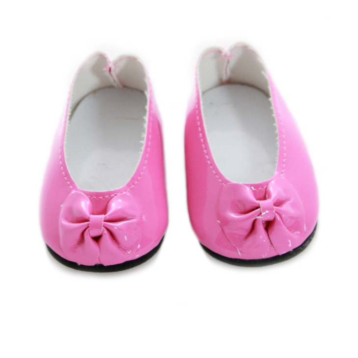 Patent Ballet Shoes With Bow (Bright Pink)