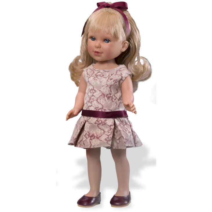 Paulina Doll (Blonde - Cream & Burgundy Dress)