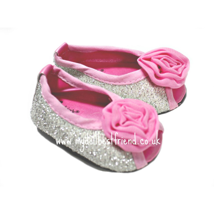Silver & Pink Peep Toe Shoes