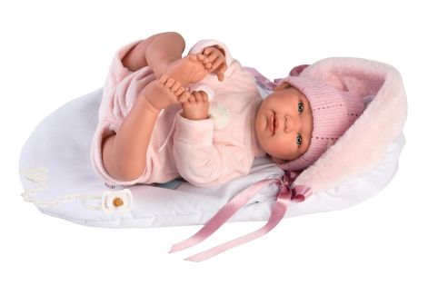 Llorens Baby Girl Doll Tina Cries Soft Touch Vinyl With Bed 44cm alternate image