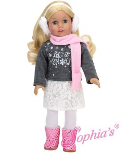 Sophia's Let it Snow Sweater, Skirt, Leggings, Scarf & Earmuffs 45-50cm alternate image