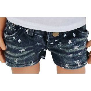 Denim Collection: White Star Blue Denim Shorts 45-50cm alternate image